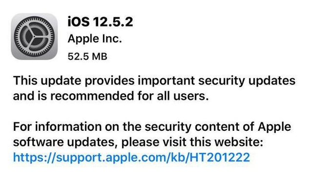 利国镇苹果手机维修分享iOS12.5.2发布，建议所有老苹果用户安装 